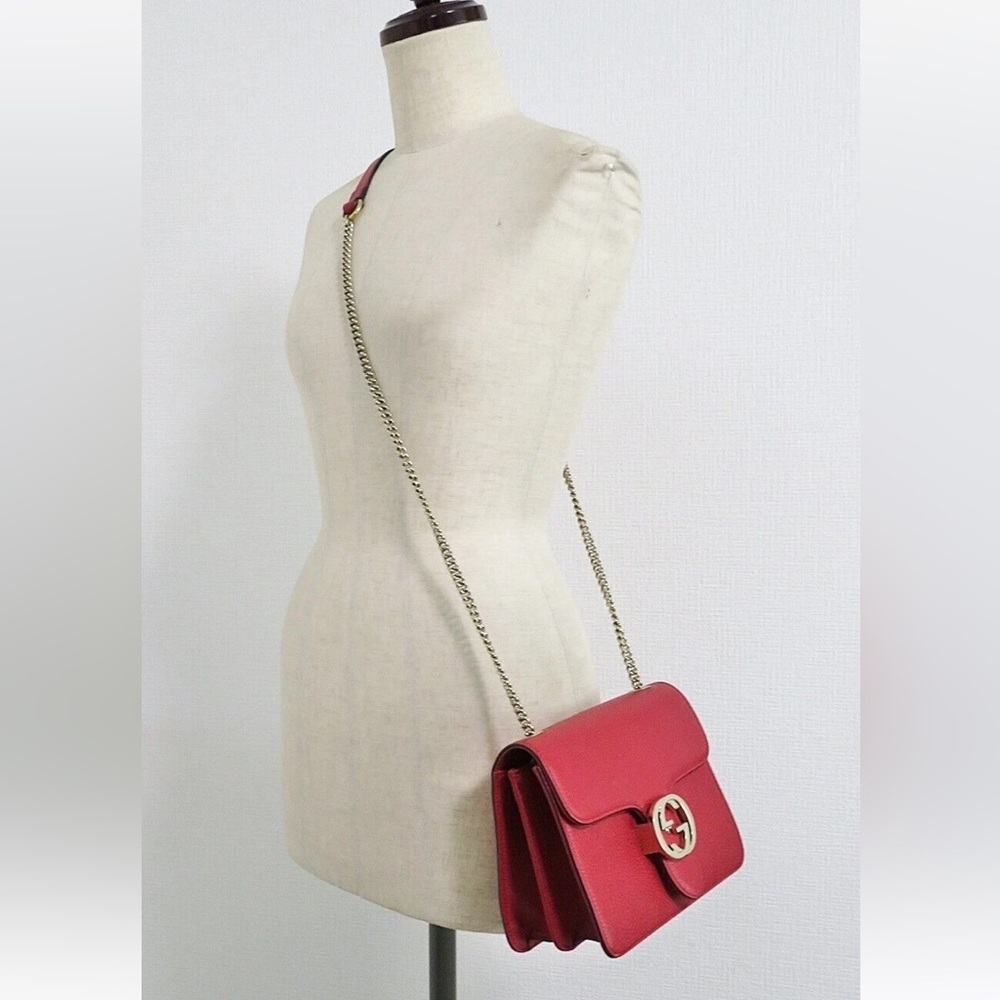 Gucci Red Crossbody Bag with Gold Chain